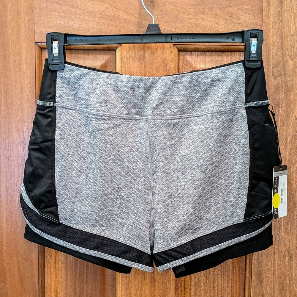 Tail Grey/Black Double Layer Athletic Short Size Medium